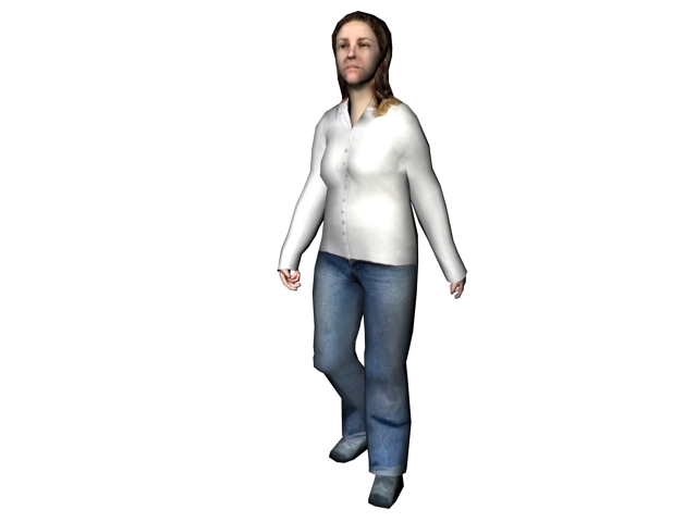 Middle-aged woman walking 3d rendering