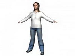 Woman standing in coat 3d model preview