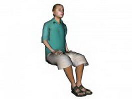Young man sitting on chair 3d model preview