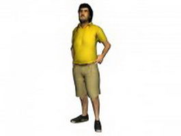 Man standing with hands akimbo 3d model preview