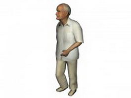 Old man walking 3d model preview