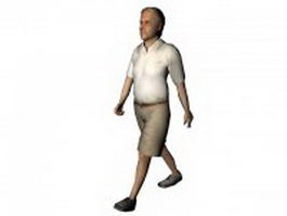 Senior man walking 3d model preview