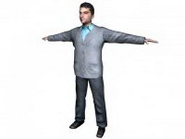 Young businessman stand 3d model preview
