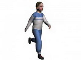 Walking teen boy 3d model preview