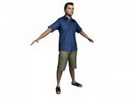 Young man standing in shirt 3d model preview