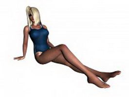 Young woman in swimsuit 3d model preview