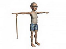 Old lady with a cane 3d model preview