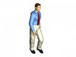 Confident business man walking 3d model preview