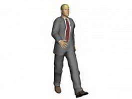 Businessman in grey suit 3d model preview