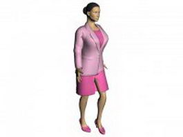 Office woman in skirt suit 3d model preview