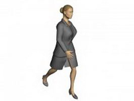 Office lady in suit jacket 3d model preview