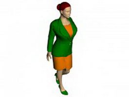 Woman in fashion coat suit 3d model preview