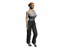 Woman in blouse undershirt 3d model preview