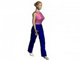 Woman in pink undershirt 3d model preview