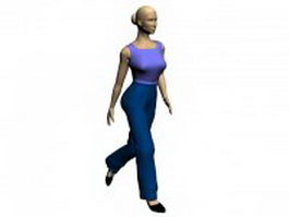 Woman wearing a sleeveless shirt 3d model preview