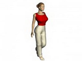 A woman red sleeveless shirt 3d model preview
