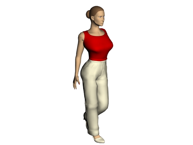 A woman red sleeveless shirt 3d rendering