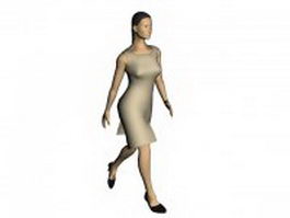 Woman in minidress 3d model preview