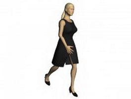 Woman in black mini dress 3d model preview