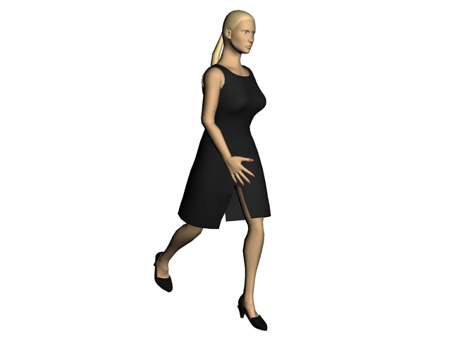 Woman in black mini dress 3d rendering