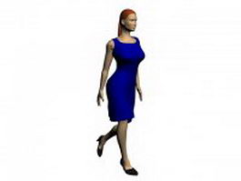Woman in sleeveless mini dress 3d model preview