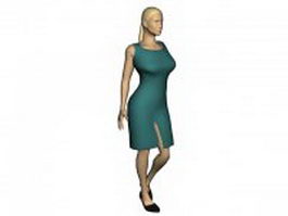 Woman in sleeveless sheath dress 3d model preview