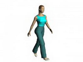 Woman in sleeveless shirt 3d model preview