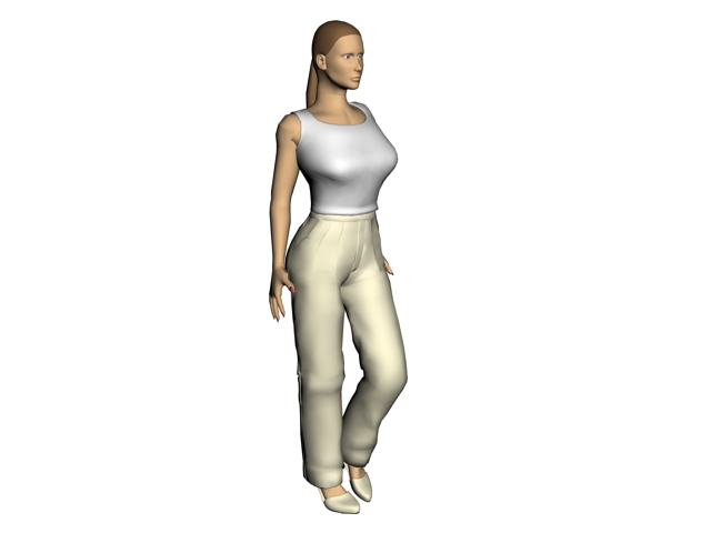 Woman in sleeveless shirt and pants 3d rendering