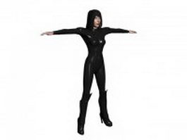 Woman in leather catsuit 3d model preview