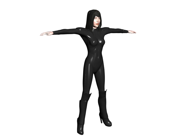 Woman in leather catsuit 3d rendering