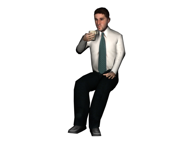 Businessman drinking coffee 3d rendering