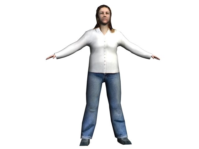 Casual woman rigged 3d rendering