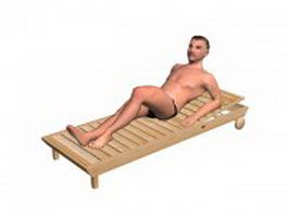 Swim man lying on sunchair 3d model preview