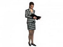 Businesswoman looking at folder 3d model preview