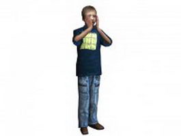 Sad boy standing 3d model preview