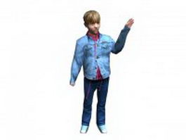 Boy wave bye 3d model preview