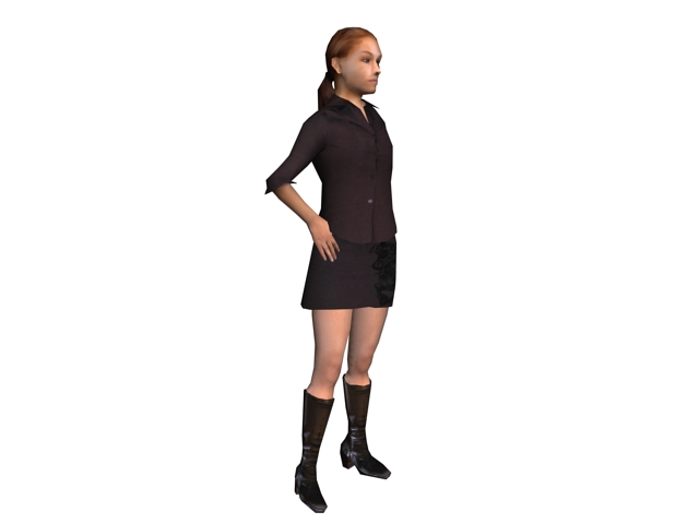 Woman wearing shirt and miniskirt 3d rendering