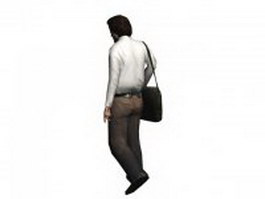 Businessman standing with bag 3d model preview