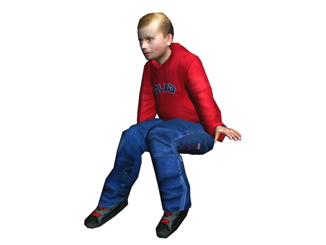 Teen boy sitting down  3d  model  3ds max files free download 