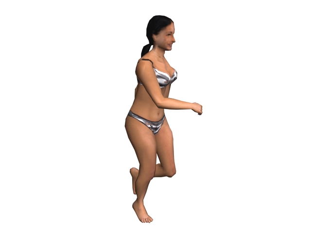 Running woman in swimwear 3d rendering