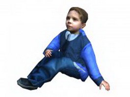 Happy boy sitting down 3d model preview