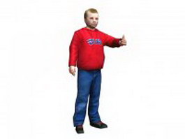 Blonde boy giving thumbs up 3d model preview