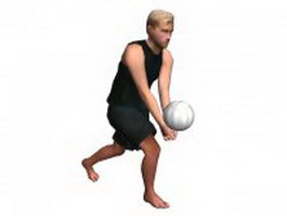 Young man playing volleyball 3d model preview
