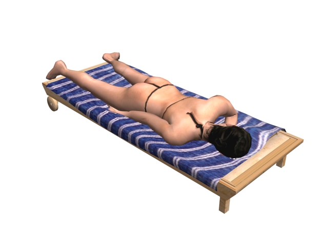 Woman sunbathing in bikini 3d rendering