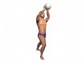 Man playing beach volleyball 3d model preview
