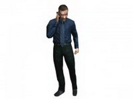 Man talking on mobile phone 3d model preview
