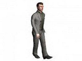 Man in business suit walking 3d model preview