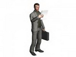 Man with briefcase 3d model preview