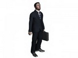 Office man with briefcase 3d model preview