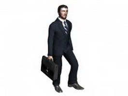 Man in business suit with briefcase 3d model preview